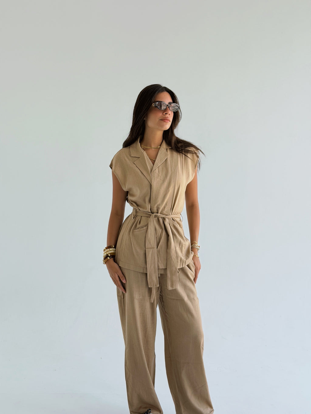 Sleeveless Linen Set