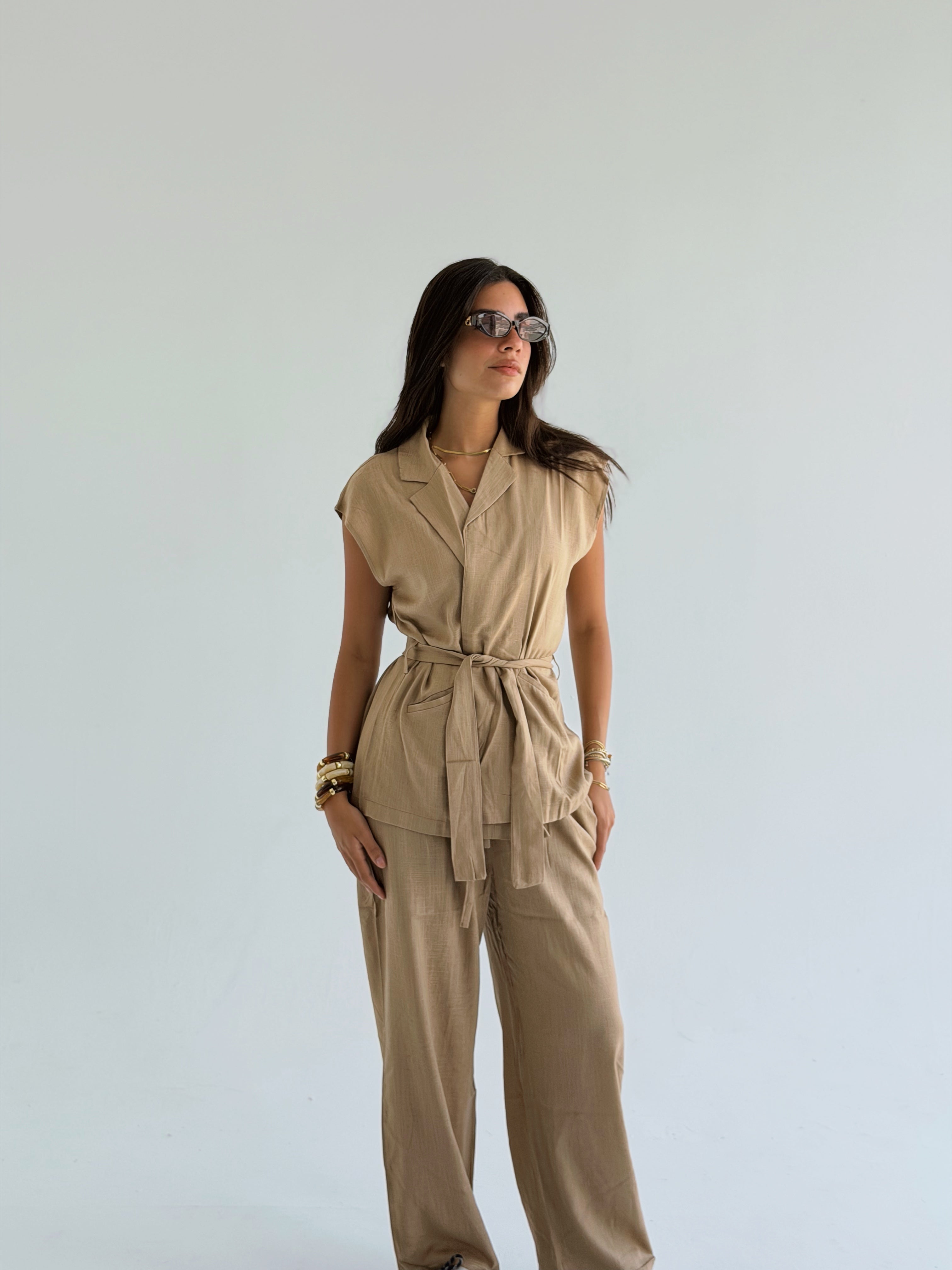 Sleeveless Linen Set