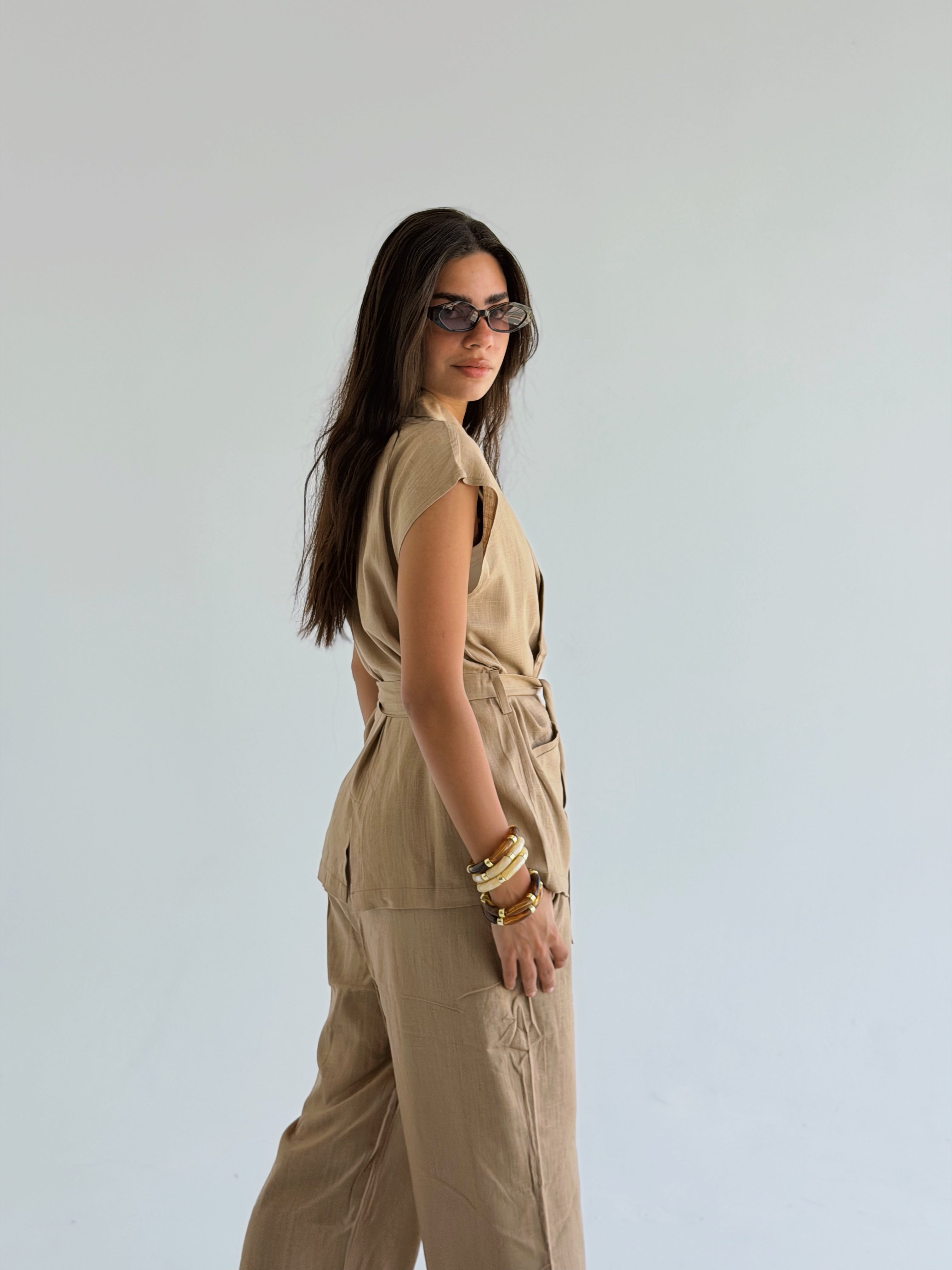 Sleeveless Linen Set