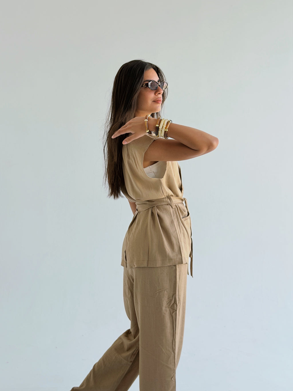 Sleeveless Linen Set